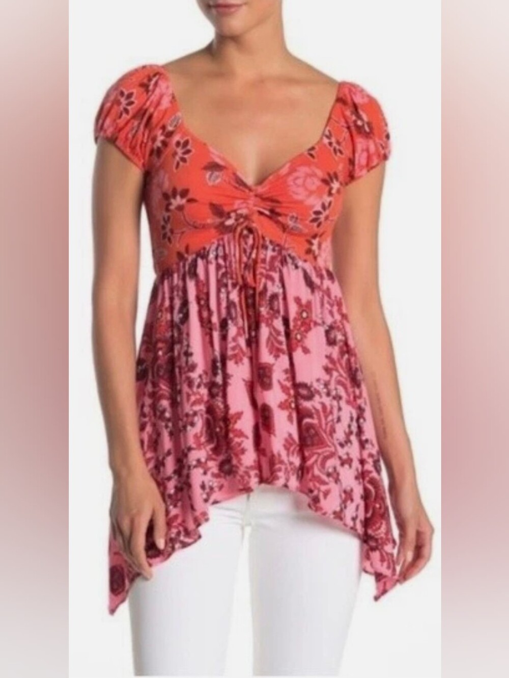 Free People Paisley Babydoll Top